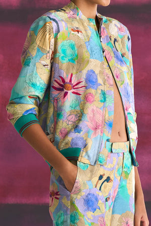 Jaanbaaz Bomber Jacket Silk Damask Purple