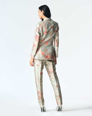 Rana Blazer Silk Brocade Ice Blue