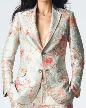 Rana Blazer Silk Brocade Ice Blue