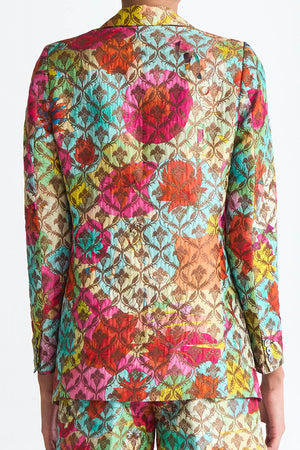 Rana Blazer Silk Brocade Fuchsia