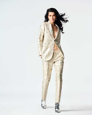 Classic Trouser Silk Brocade White
