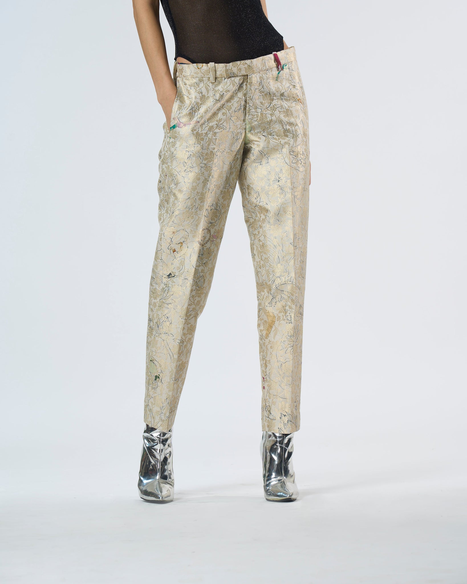 Classic Trouser Silk Brocade White