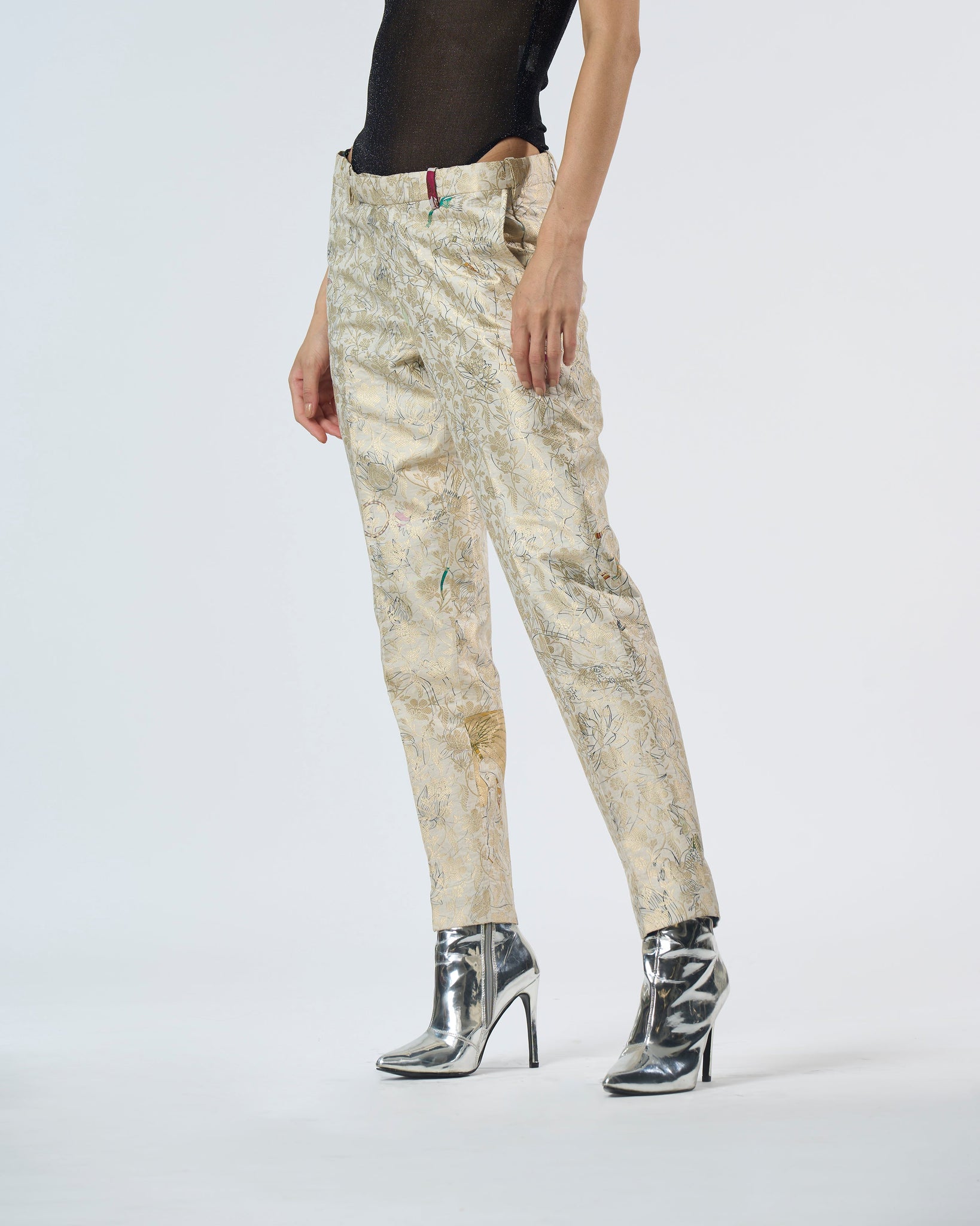 Classic Trouser Silk Brocade White