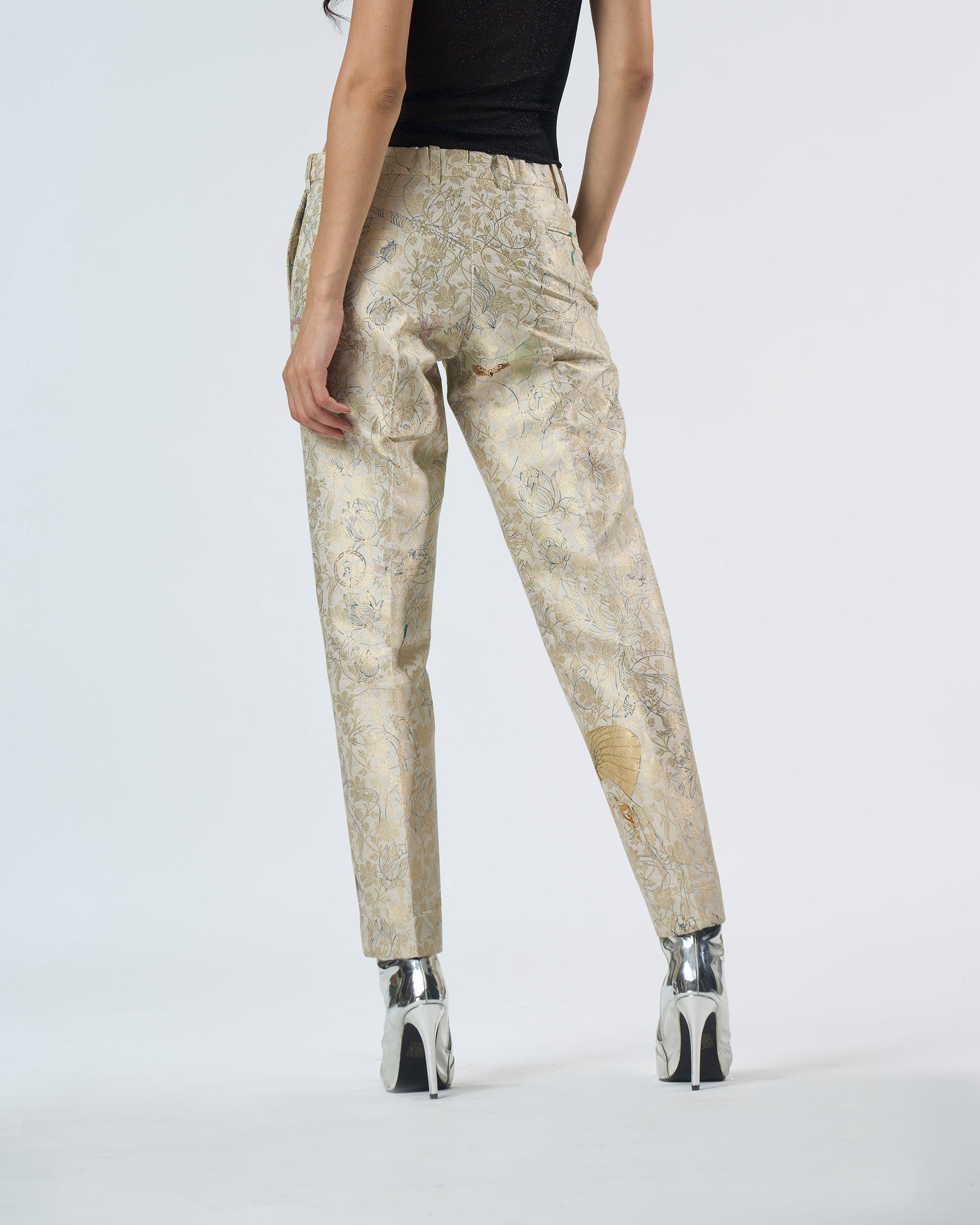 Classic Trouser Silk Brocade White