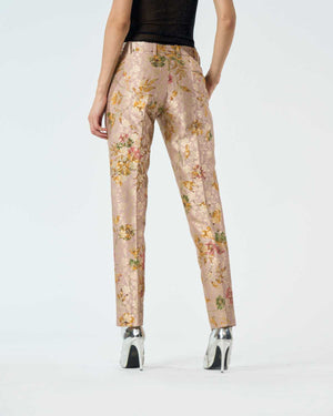 Orchard Classic Trousers Champagne Pink in Silk Brocade