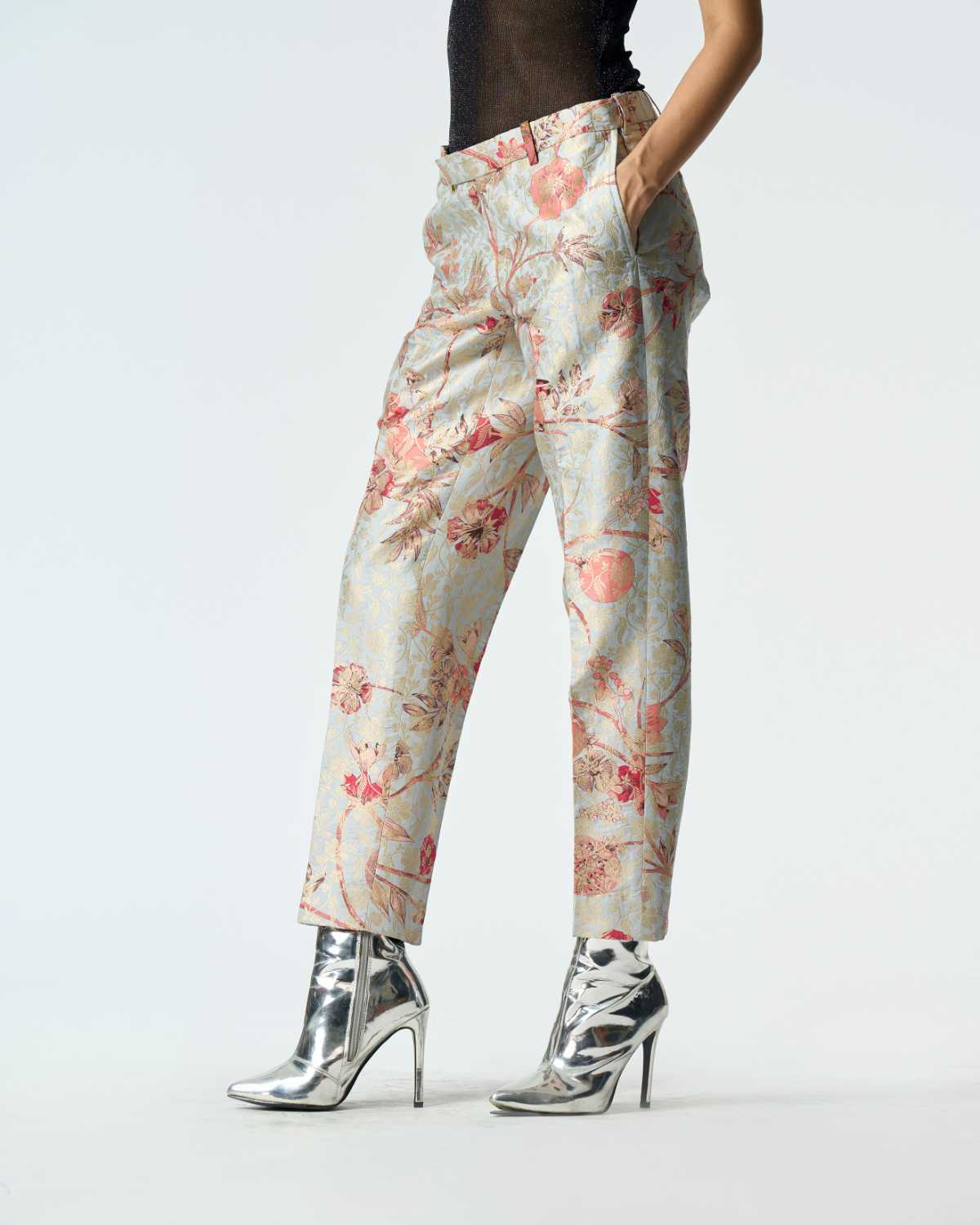 Orchard Classic Trousers Ice Blue in Silk Brocade