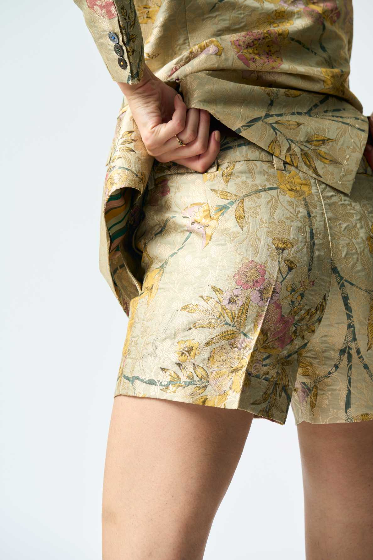 Orchard Short Shorts Mint in Silk Brocade