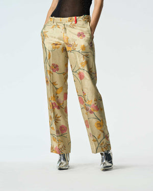 Straight Fit Trouser Silk Damask Mint