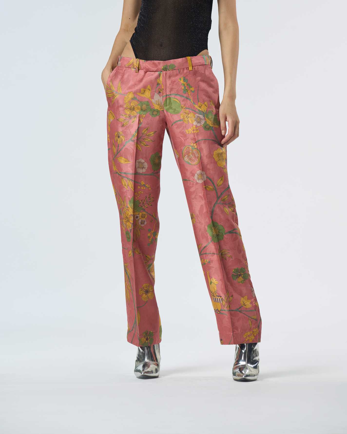 Straight Fit Trouser Silk Damask Rose
