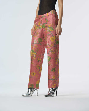 Straight Fit Trouser Silk Damask Rose