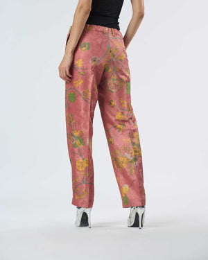 Straight Fit Trouser Silk Damask Rose