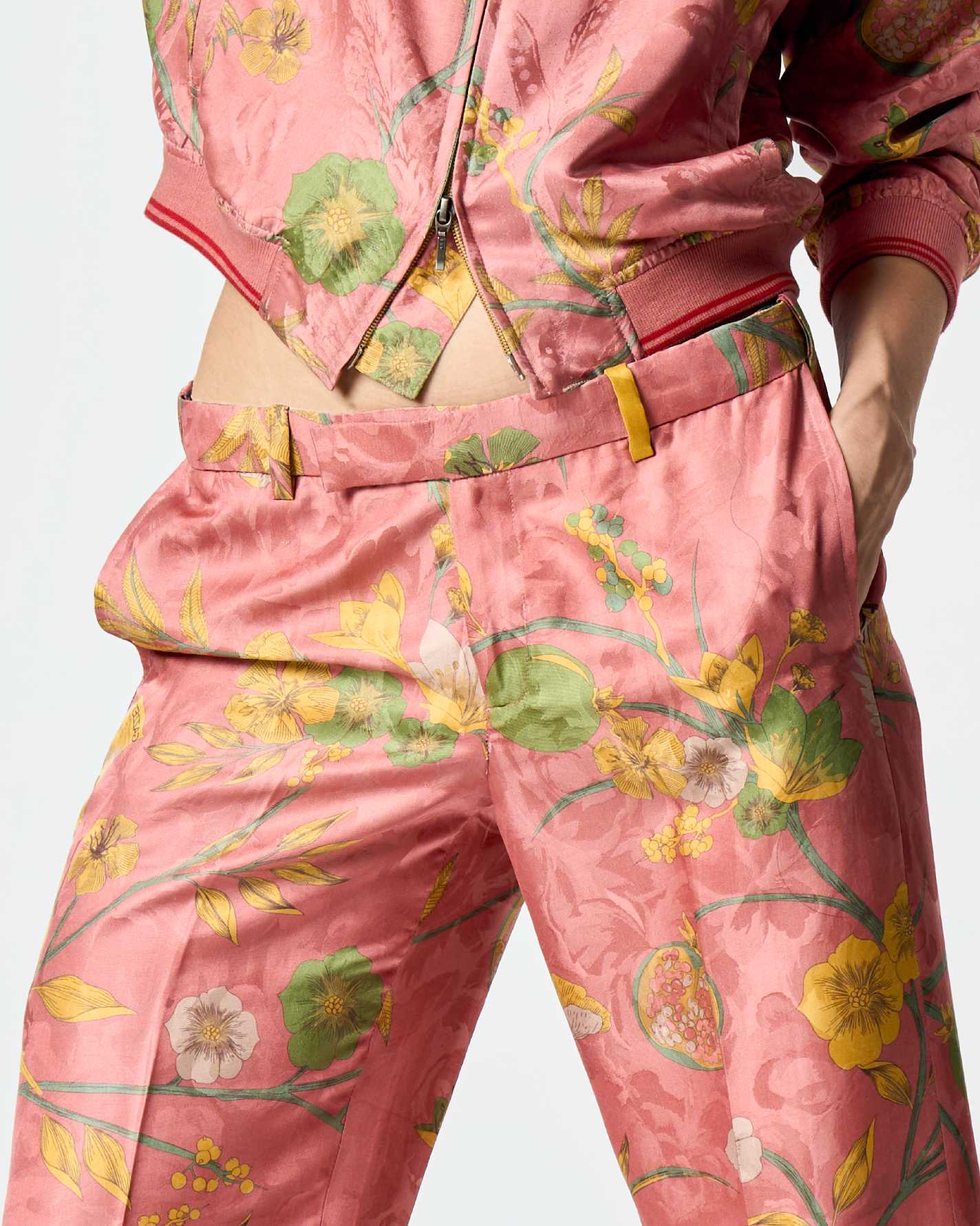 Straight Fit Trouser Silk Damask Rose