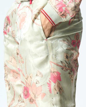 Straight Fit Trouser Silk Damask Ice Blue