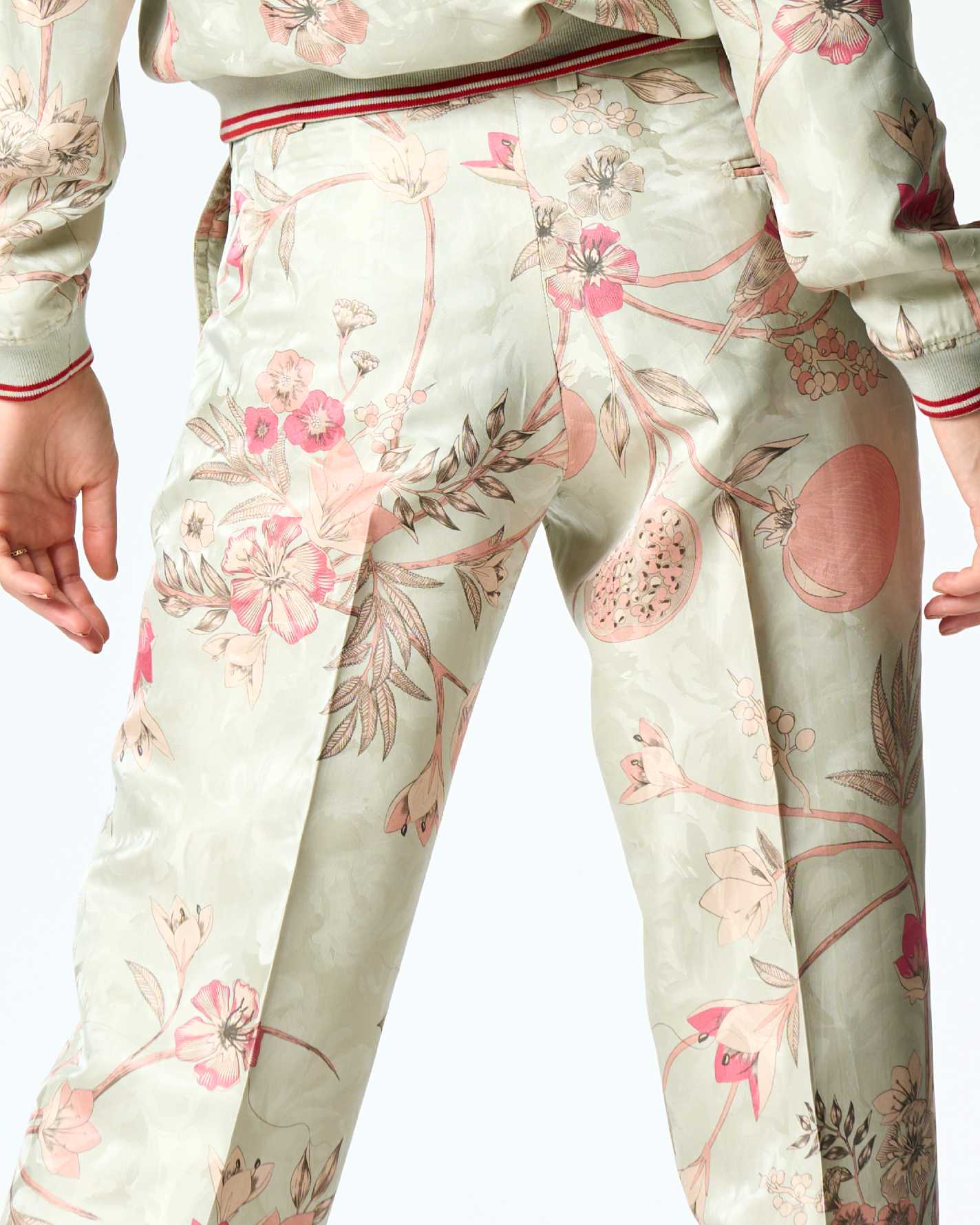 Straight Fit Trouser Silk Damask Ice Blue