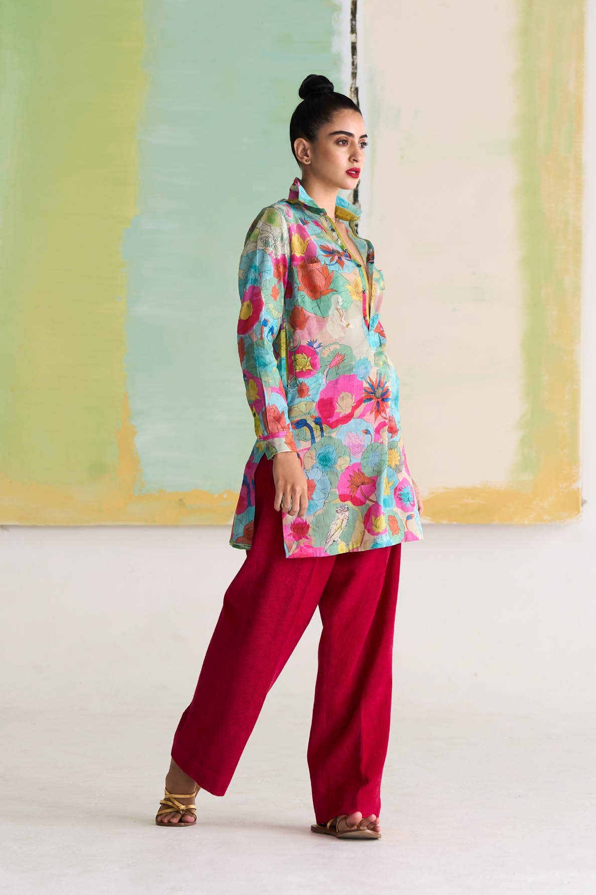 Bullet Shirt Voile Linen Fuchsia