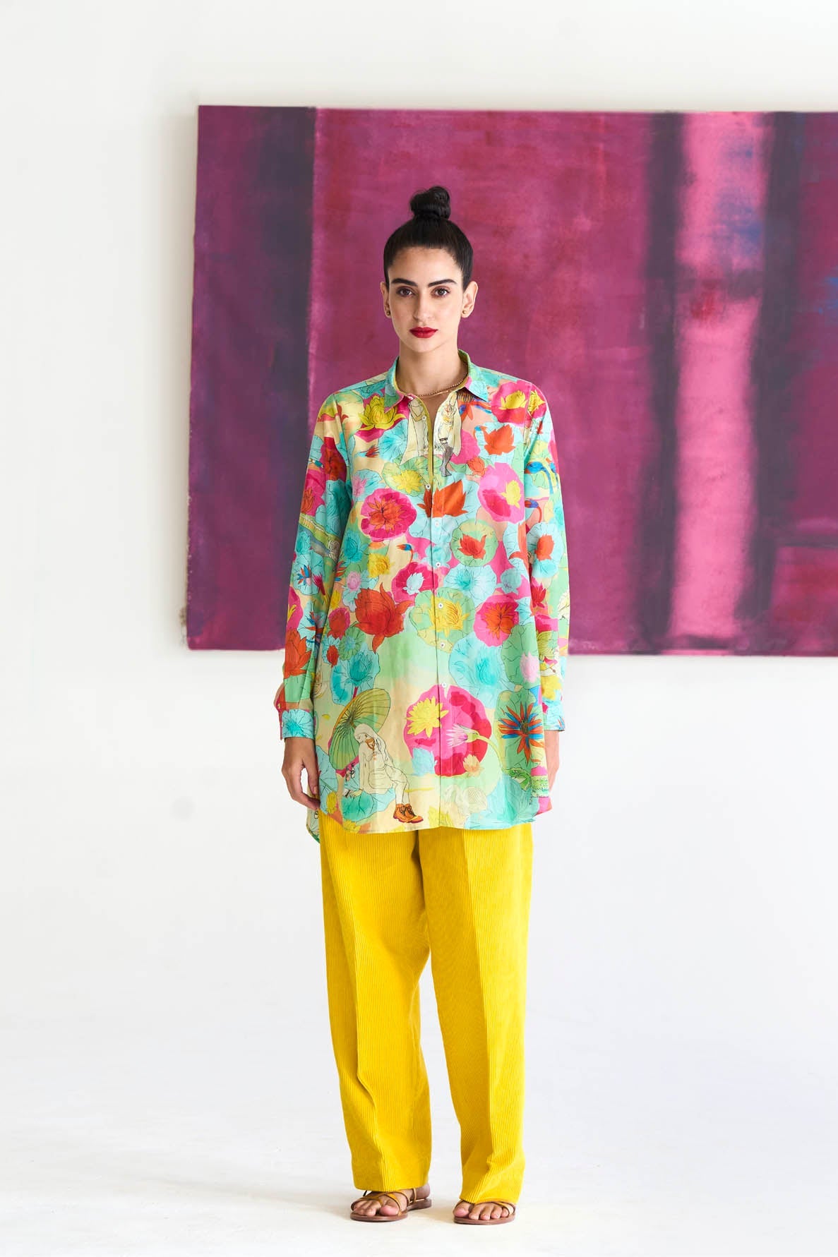 Oversized Shirt Cotton Silk Fuchsia