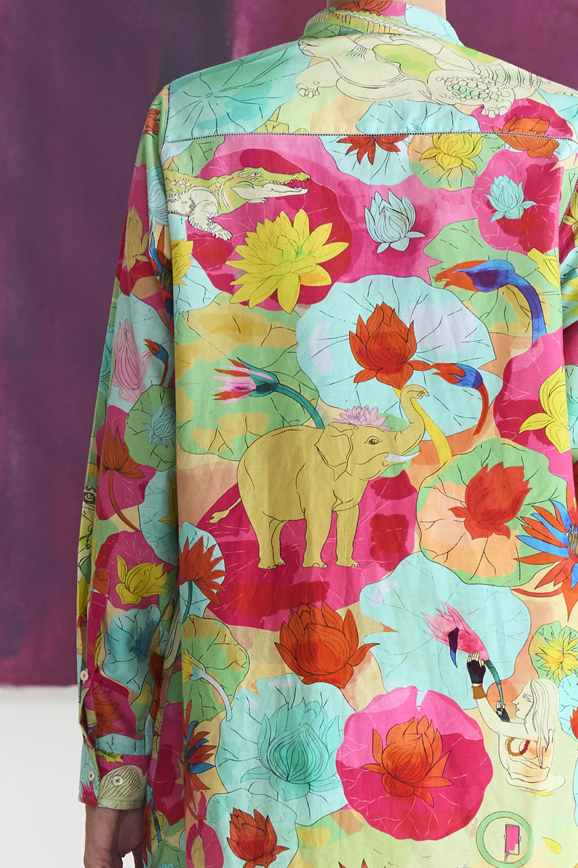 Fresco Oversized Shirt Fuchsia in Cotton Silk