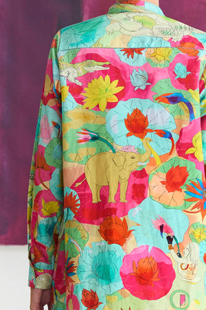 Fresco Oversized Shirt Fuchsia in Cotton Silk