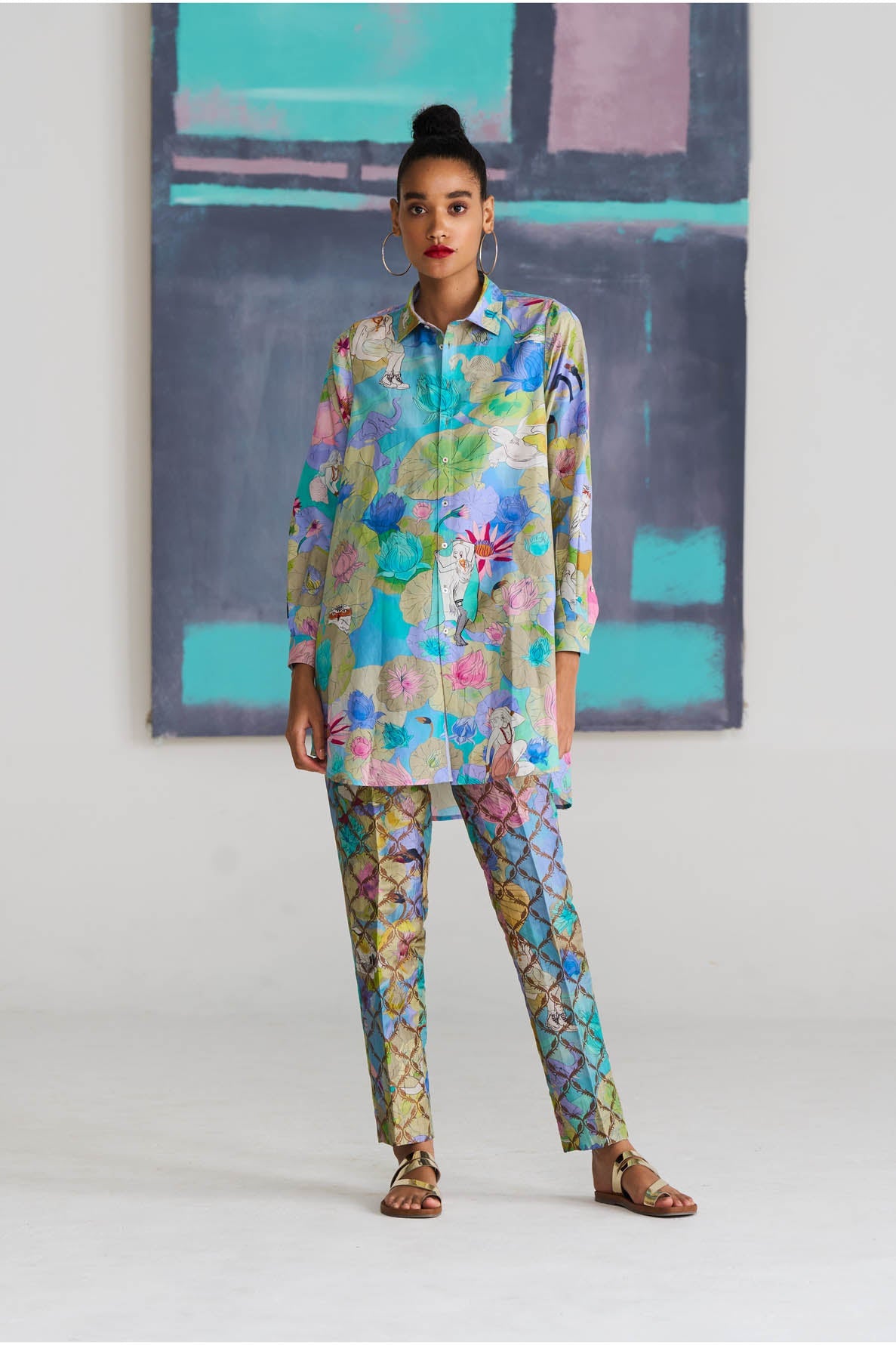 Fresco Oversized Shirt Purple in Cotton Silk