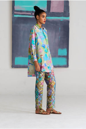Fresco Oversized Shirt Purple in Cotton Silk