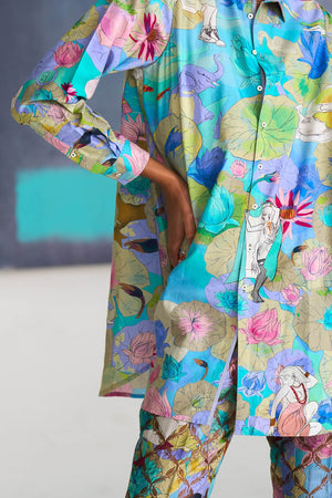Fresco Oversized Shirt Purple in Cotton Silk