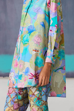 Fresco Oversized Shirt Purple in Cotton Silk