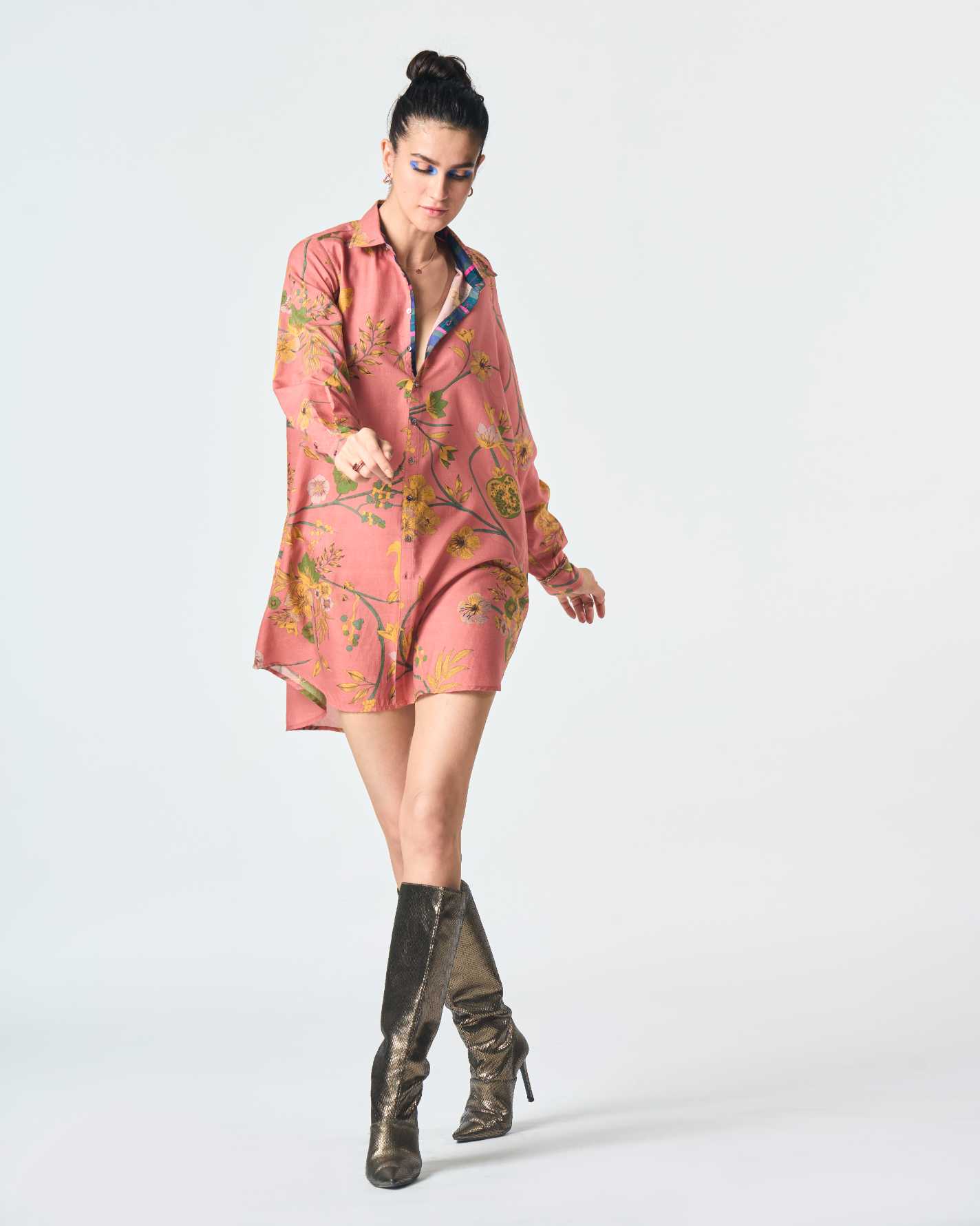 Orchard Oversized Shirt Rose Cotton Silk