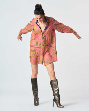 Orchard Oversized Shirt Rose Cotton Silk