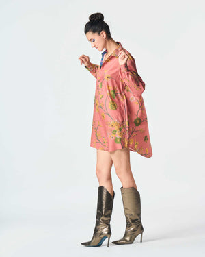 Orchard Oversized Shirt Rose Cotton Silk