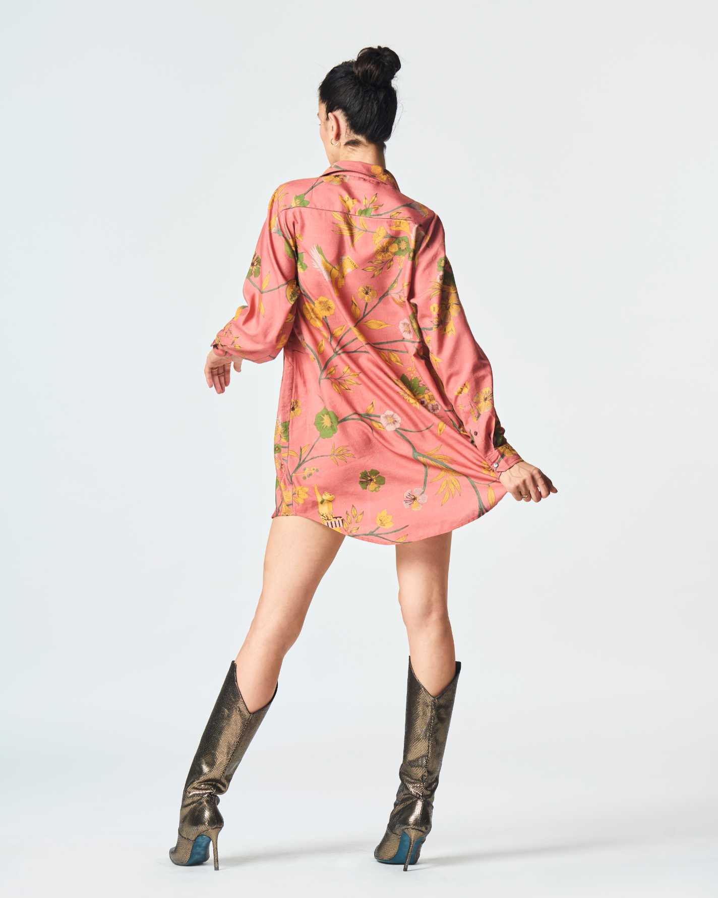 Orchard Oversized Shirt Rose Cotton Silk