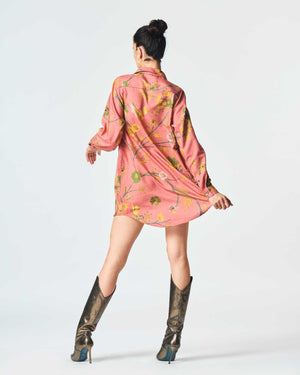 Orchard Oversized Shirt Rose Cotton Silk