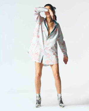 Orchard Oversized Shirt Ice Blue in Cotton Silk