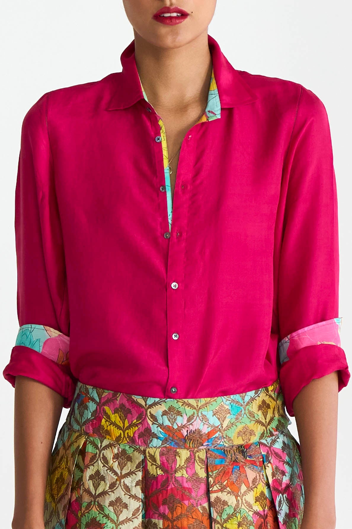 Oversized Shirt Fuchsia in Silk