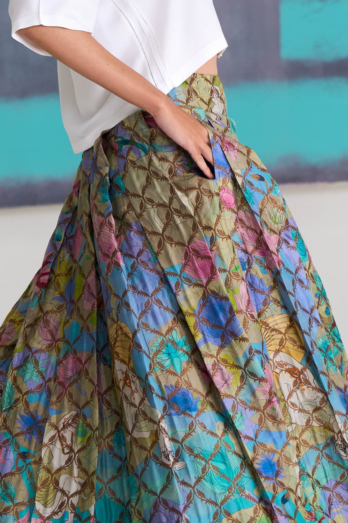 Long Skirt Silk Brocade Purple