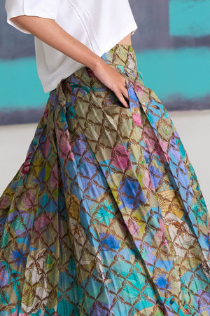 Long Skirt Silk Brocade Purple