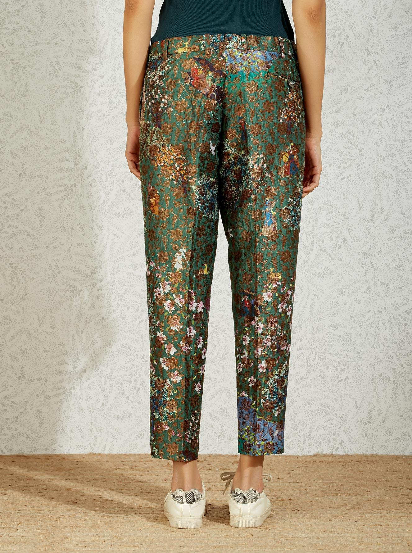 Royal Within Classic Trouser Green Brocade