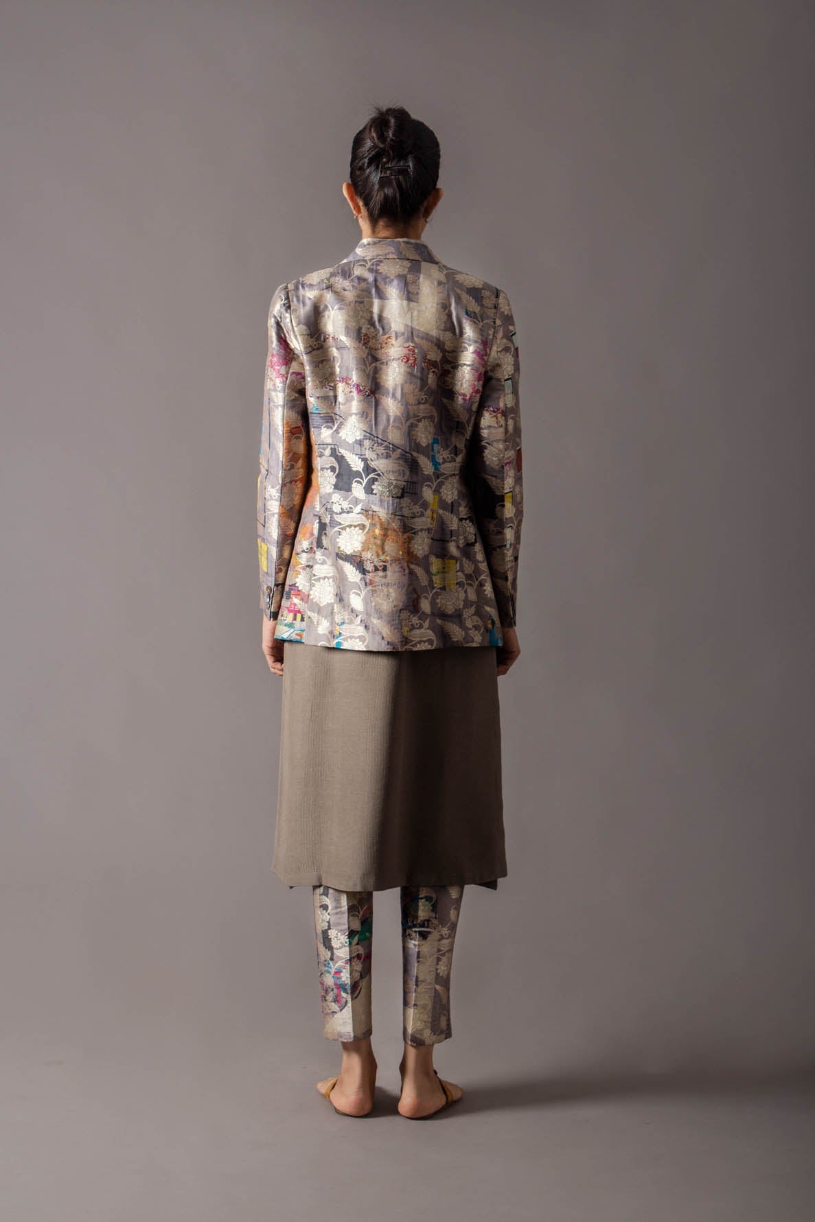 Classic Trouser Silk Brocade Grey