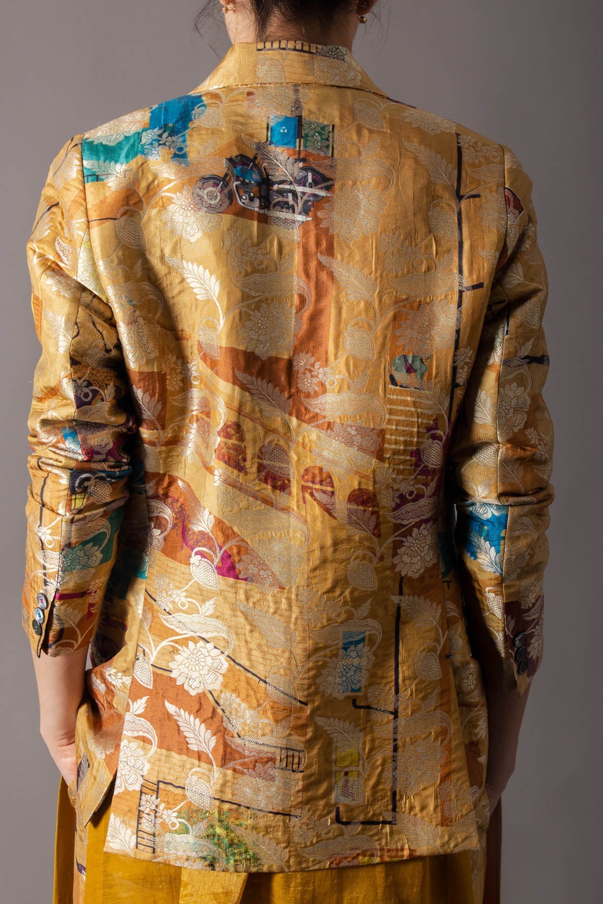 Rana Blazer Silk Brocade Mustard