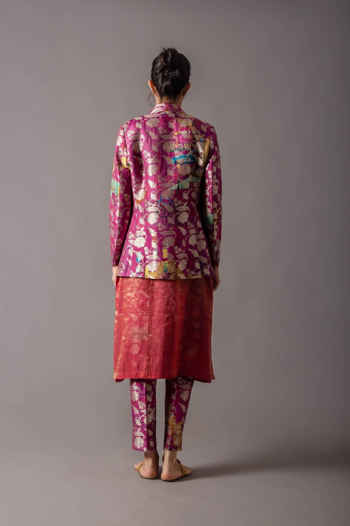 Classic Trouser Silk Brocade Fuchsia