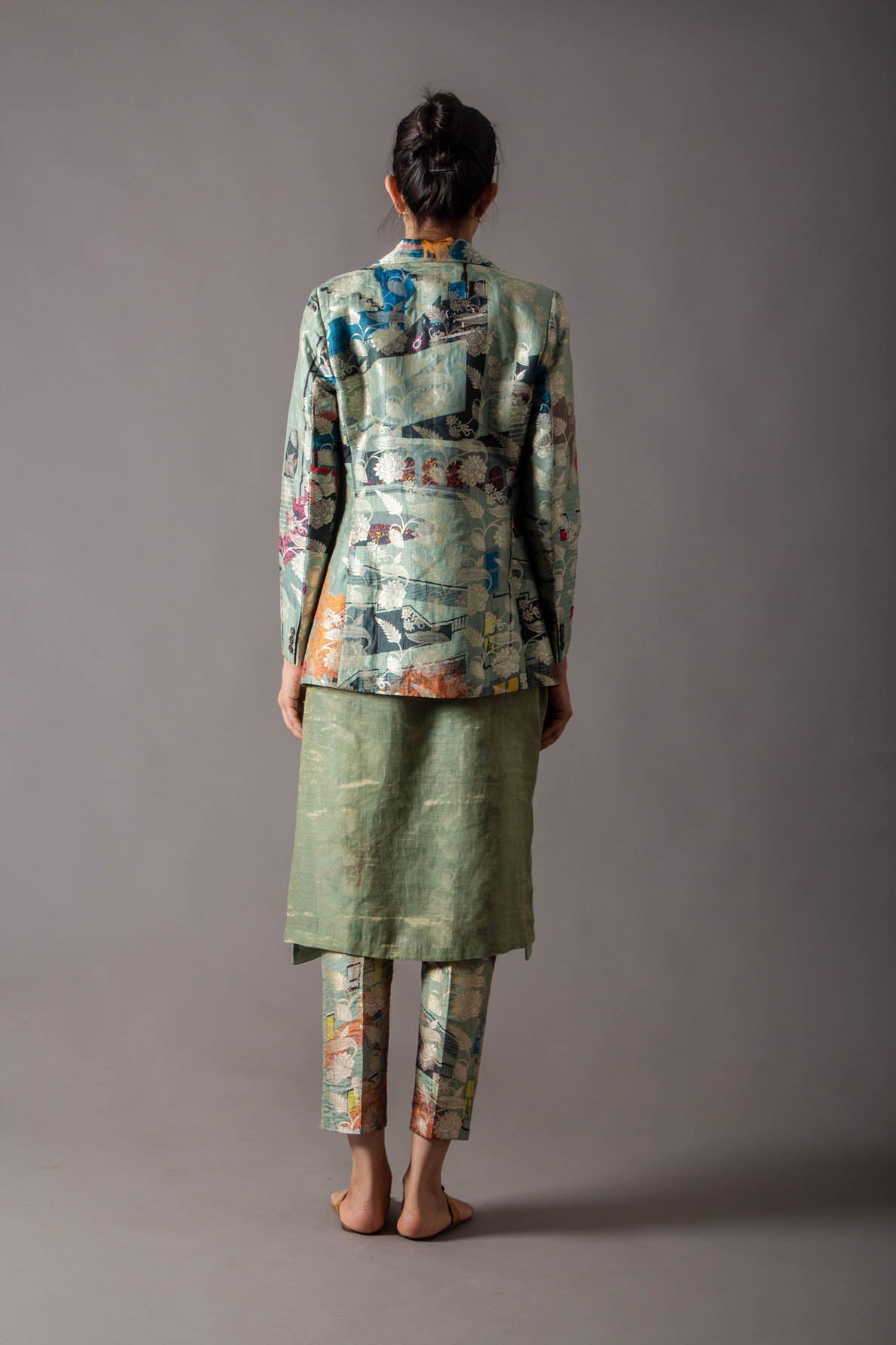 Classic Trouser Silk Brocade Sage