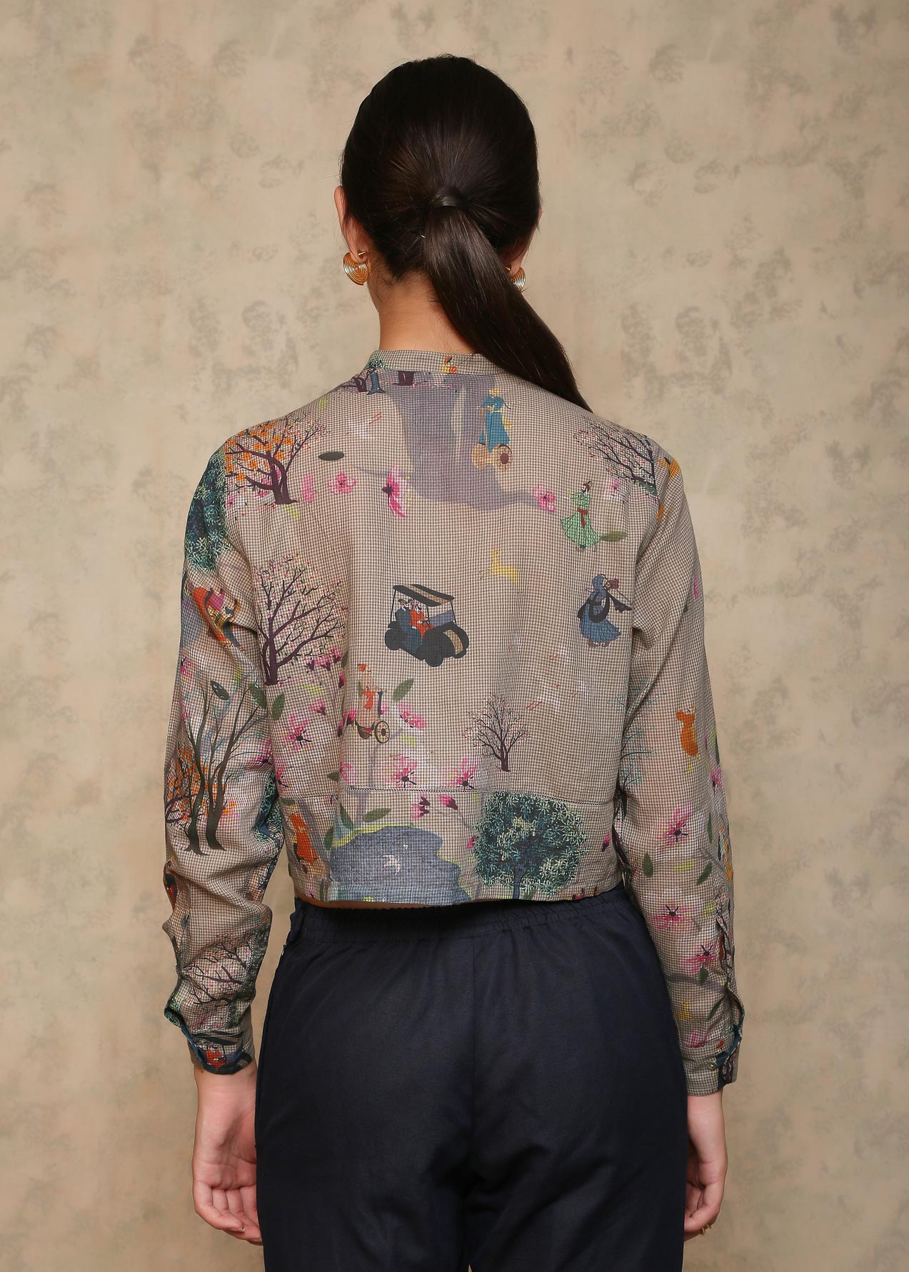 Royal WIthin Cropped Shirt Oyster Grey Cotton Mulmul