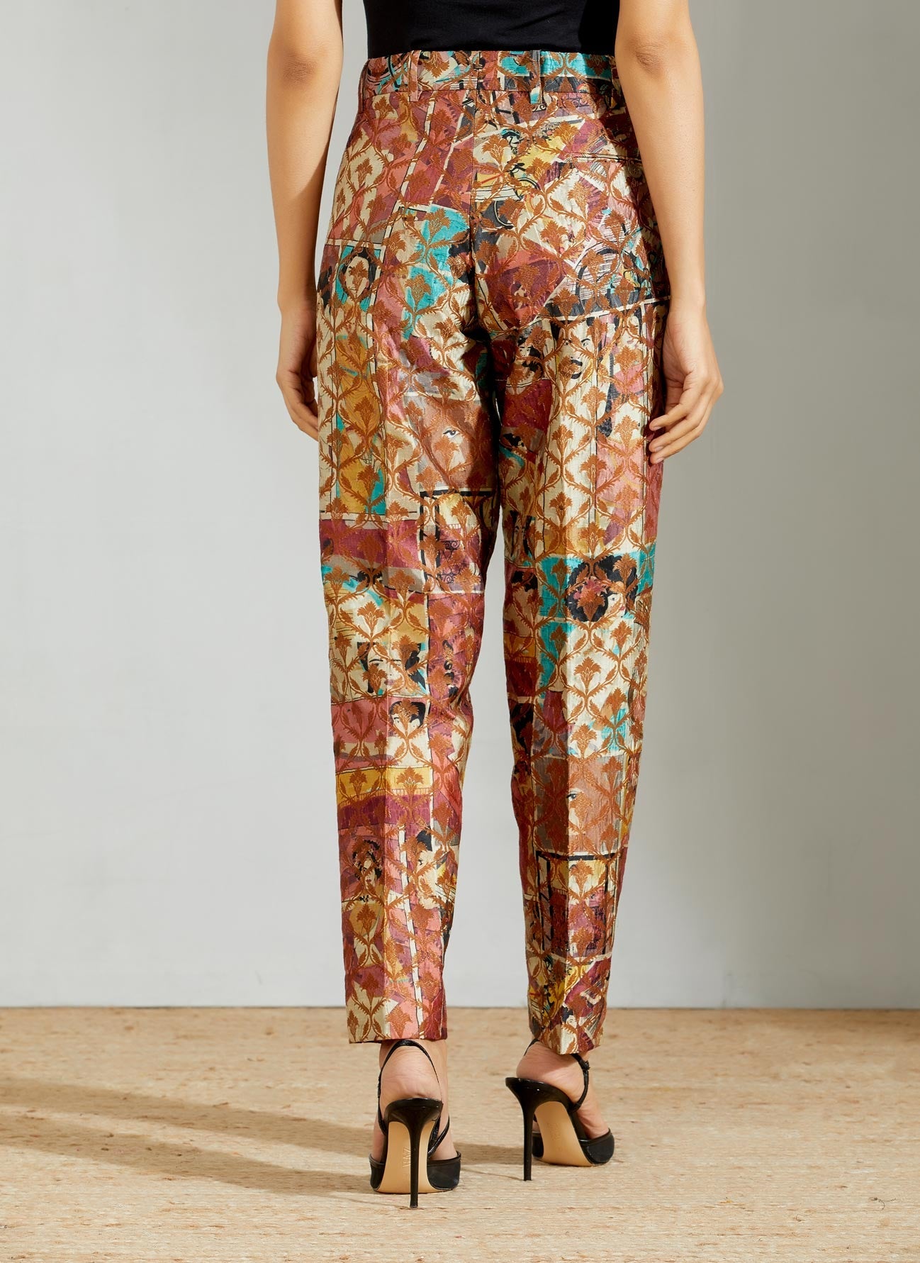 Classic Trouser Silk Brocade Coral