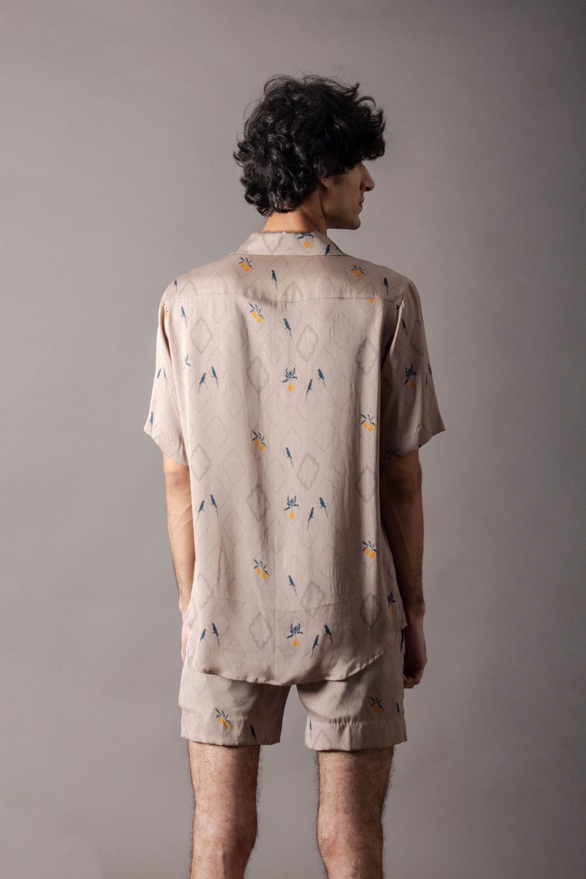Jharokha Shorts Satin Lycra Oyster Grey
