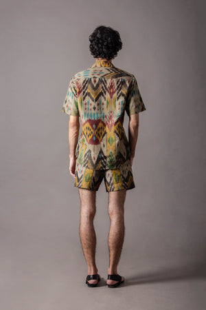 Multi Short Shorts In Silk Ikat