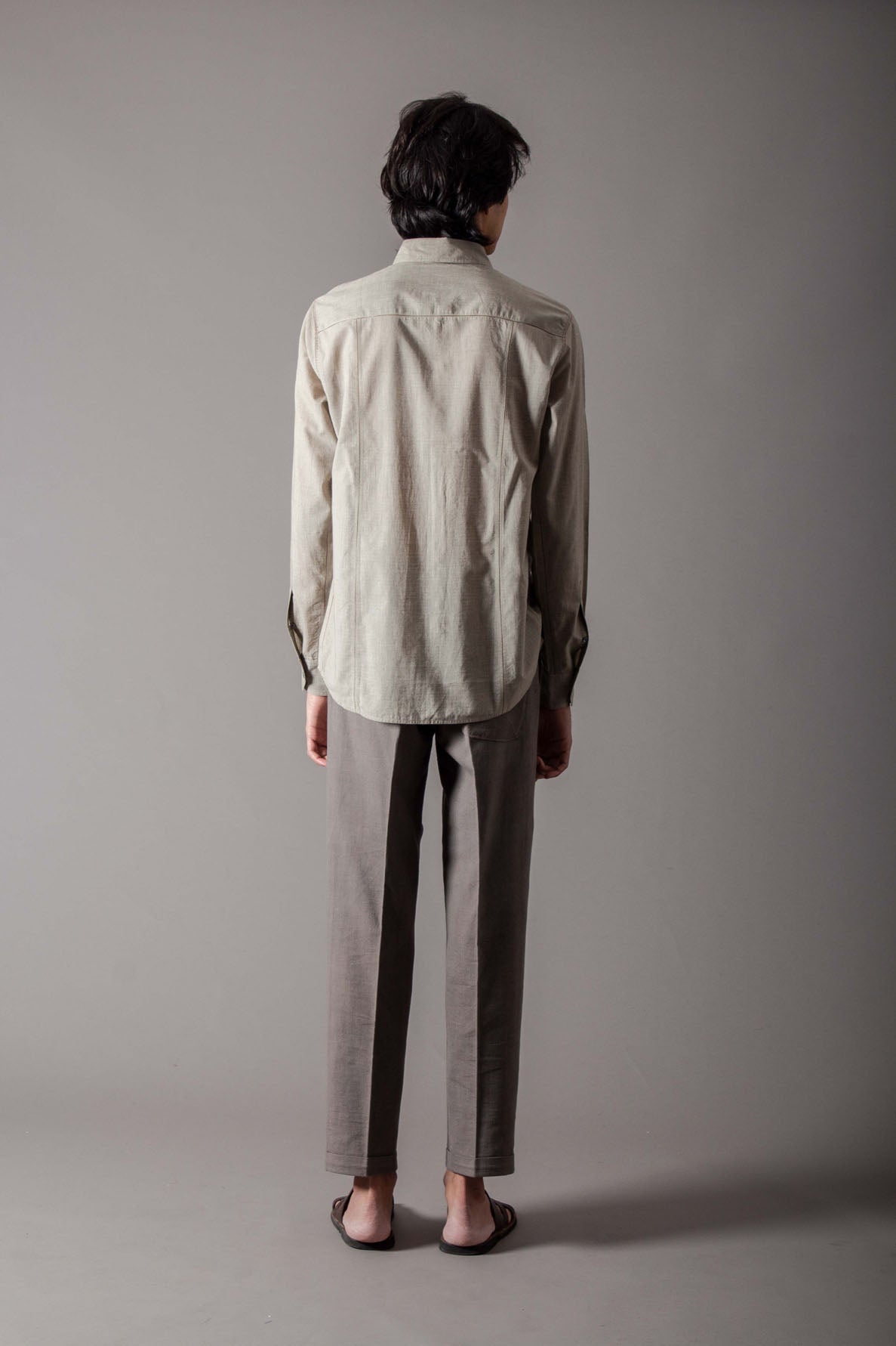 Andaaz Lattice Shirt Handspun Handwoven Cotton Oyster Grey