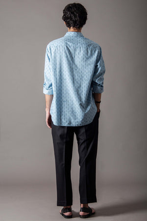 Classic Shirt Umbrella Handspun Handwoven Cotton Blue