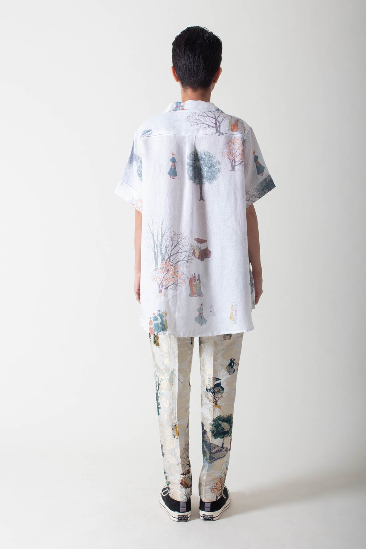 Royal Within Oversized Cuban Collar Shirt White Linen