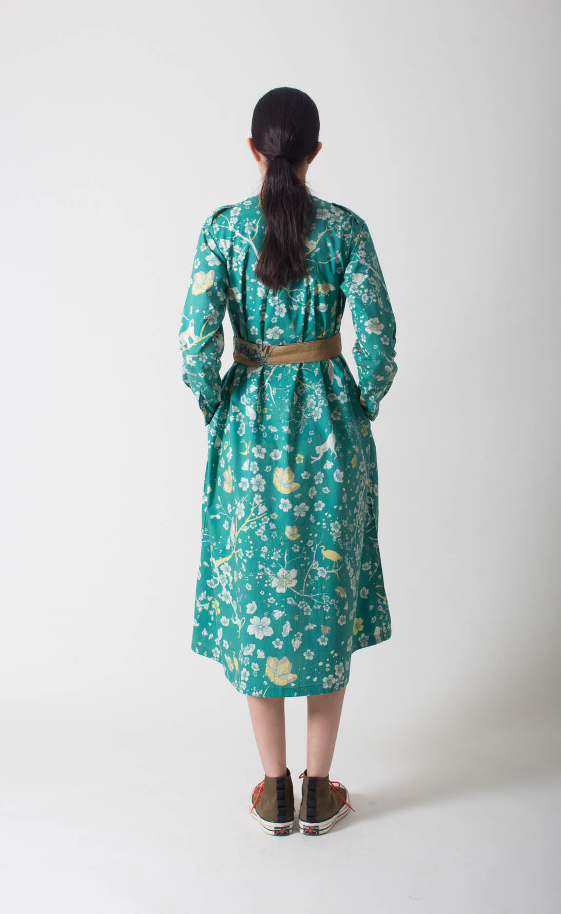 Green Forest Blossom Sundress in Poplin