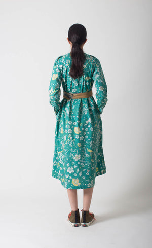Green Forest Blossom Sundress in Poplin