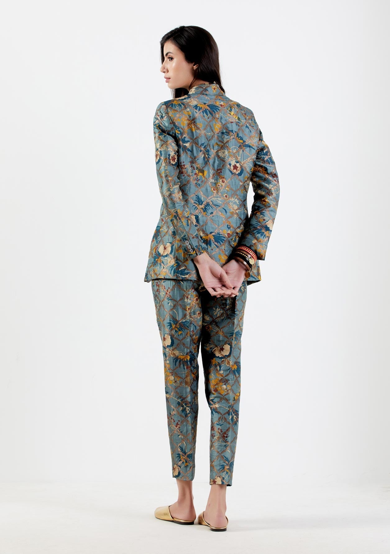 Classic Trouser Silk Brocade Mist